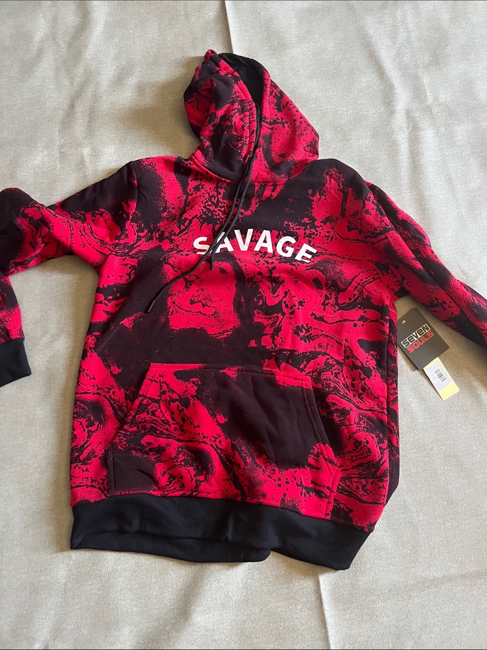 Savage Red & Black Crewneck Hoodie Sweatshirt for Men